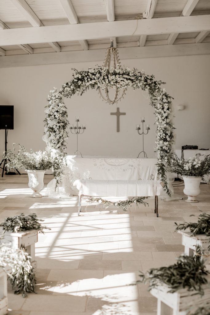 Ceremony altar for wedding in Puglia, Italy