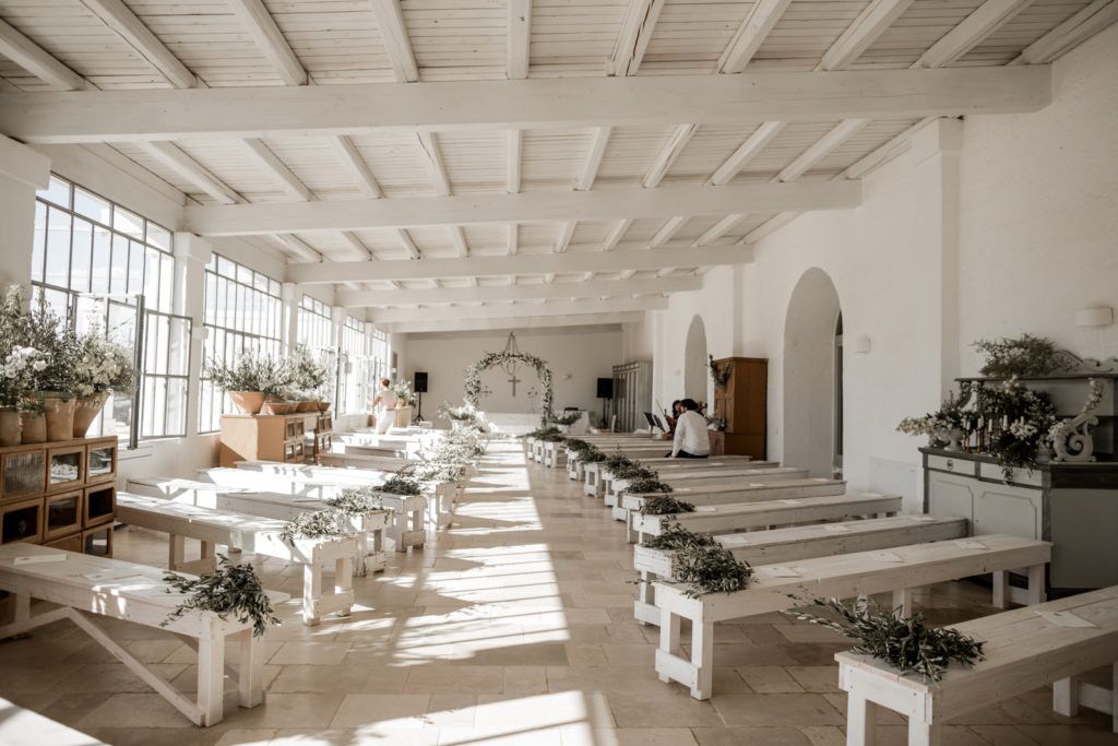 Ceremony site for wedding in Puglia, Italy at Masseria Potenti