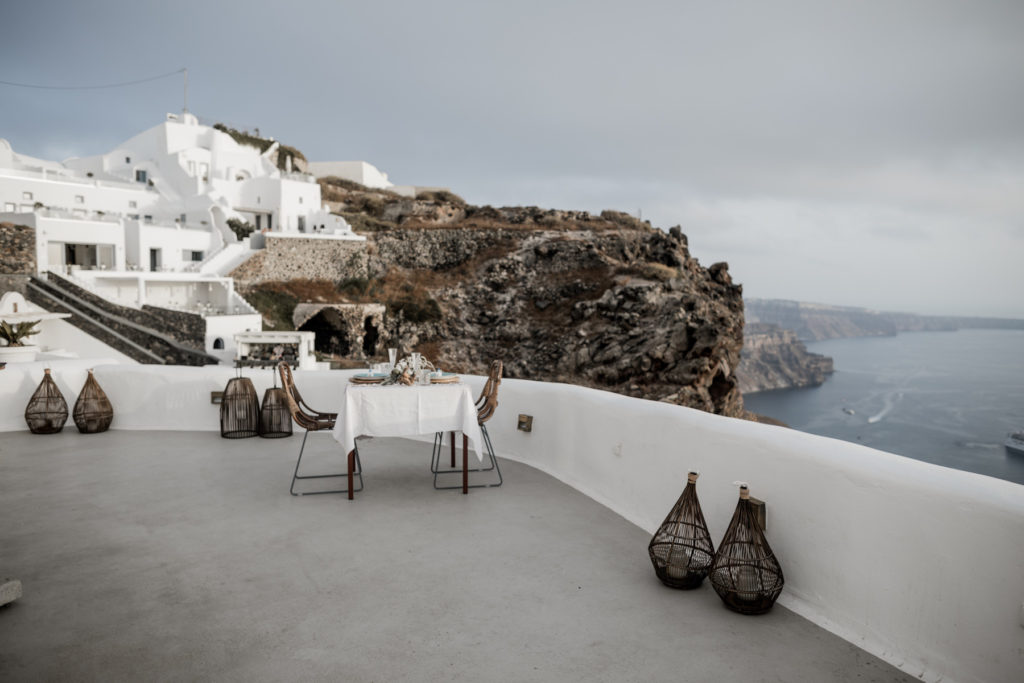Santorini Greece Elopement  reception at Cocoon Suites