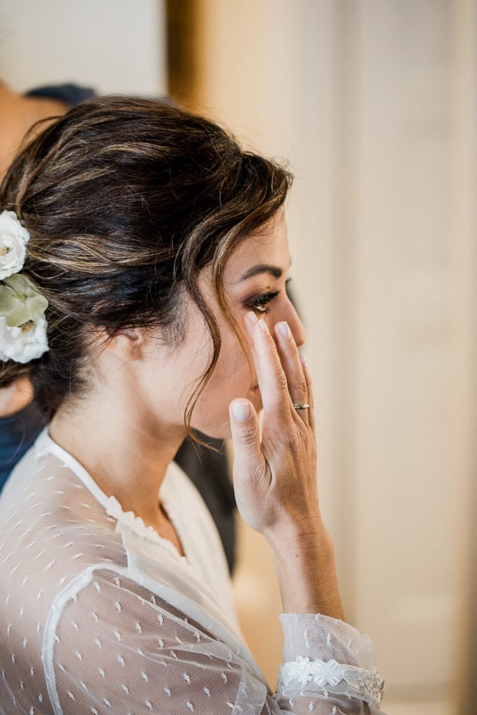 Bride gets ready for Portofino hotel wedding