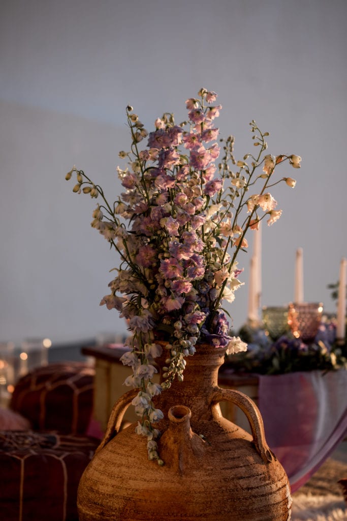 Floral arrangement for Greece elopement