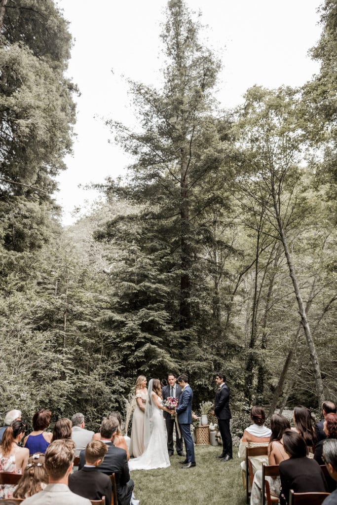 Intimate wedding ceremony at Glen Oaks, Big Sur wedding venue