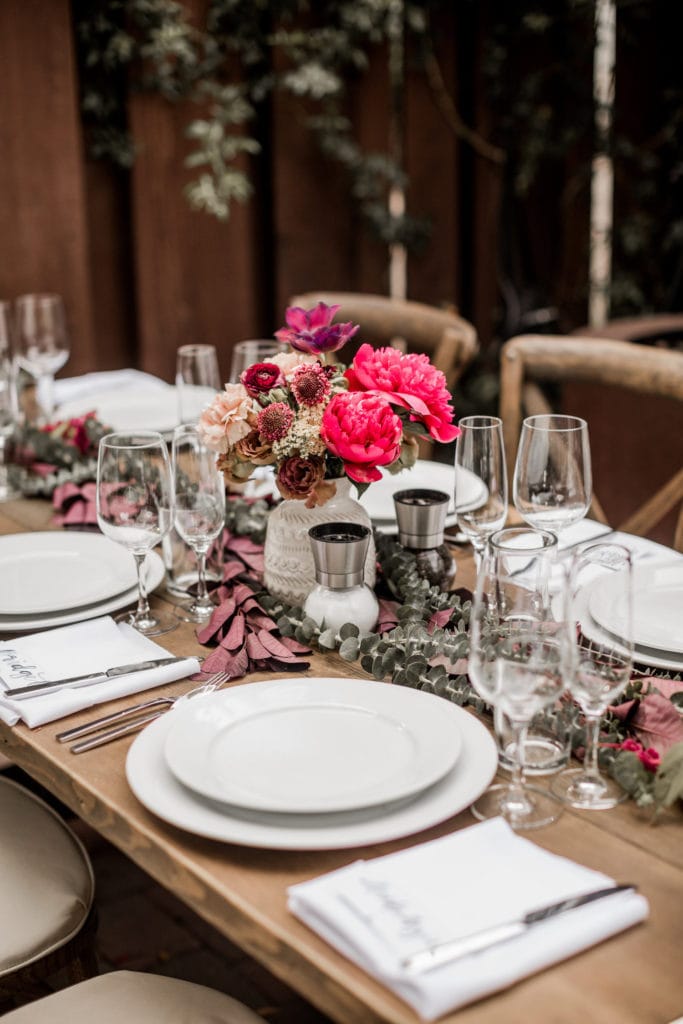 Glen Oaks Big Sur wedding reception table setting design