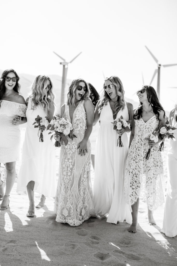 Bride and bridesmaids in Palm Springs desert