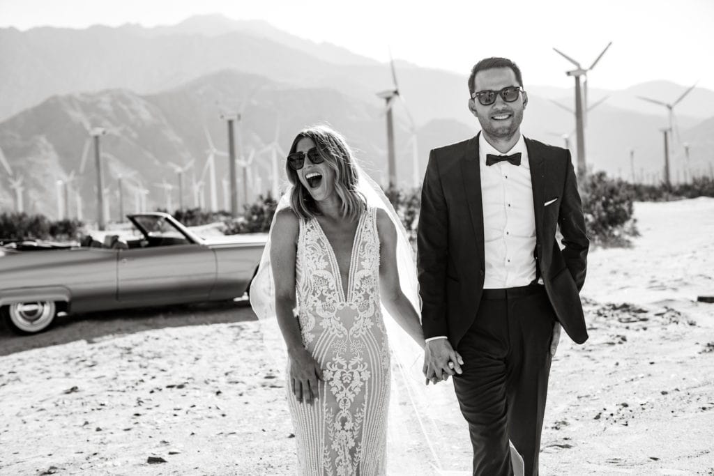 Bride and groom bridal portrait in Palm Springs, California