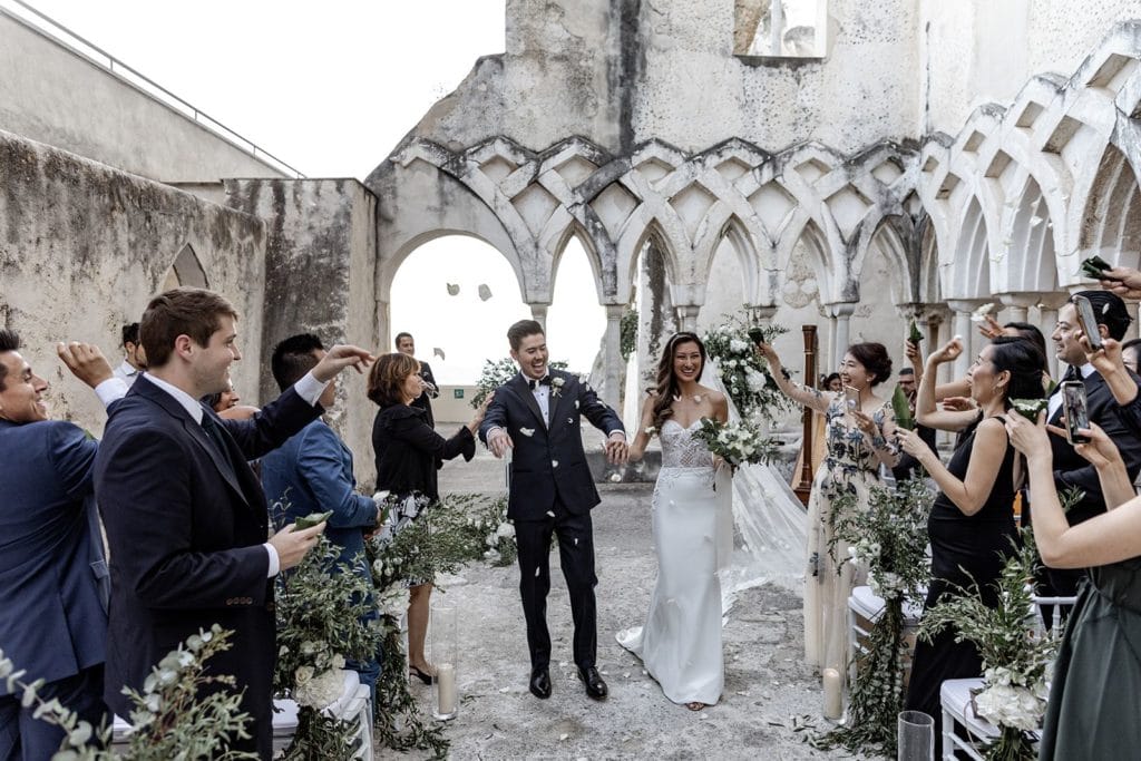 Couple wedding ceremony Amalfi Italy Convento wedding
