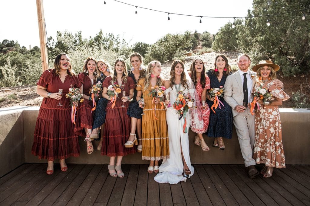 Southwestern, bohemian-styled wedding party