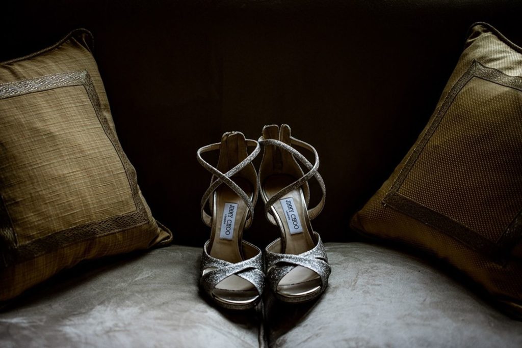 Bridal Jimmy Choo high heeled sandals, one of the best designer wedding shoes brand