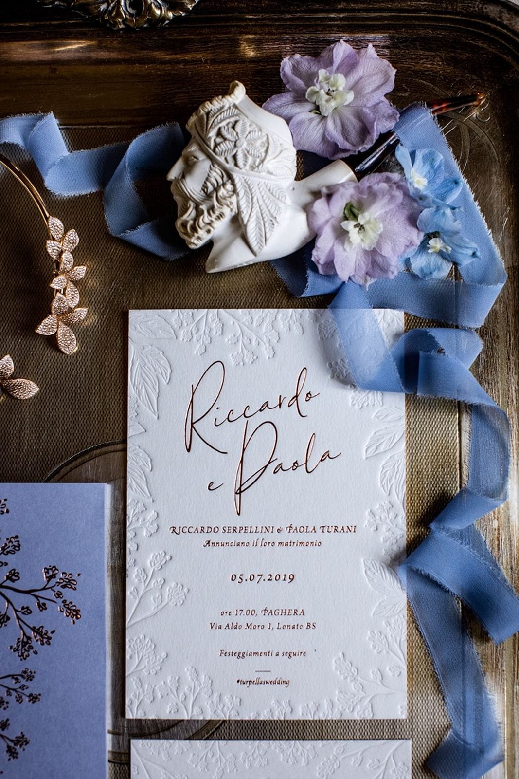 Lavender wedding invitation suite details