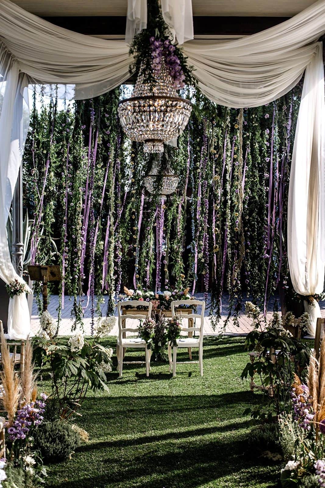 Italian garden wedding ceremony altar
