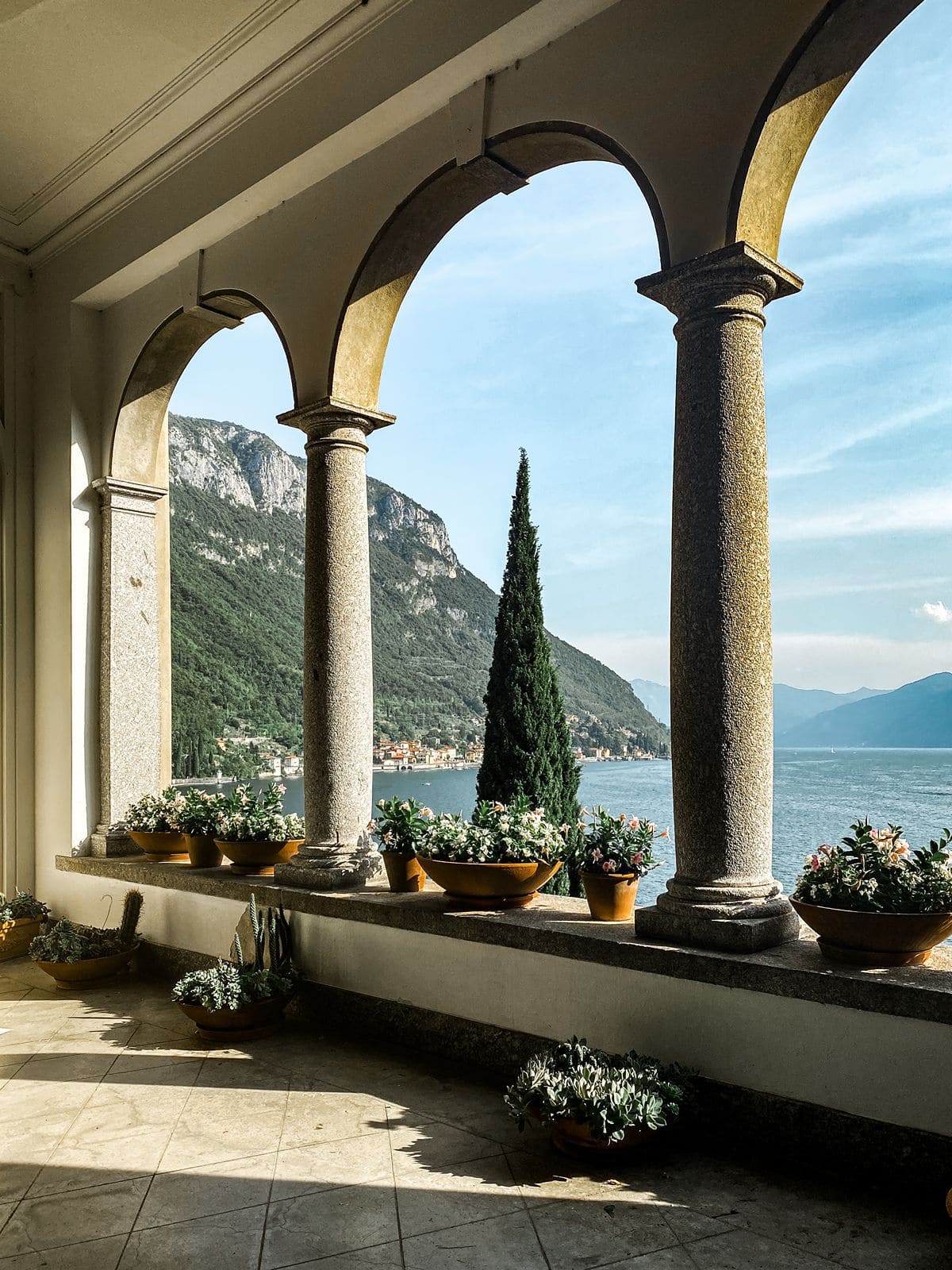 Villa Monastero pillars in Lake Como Italy