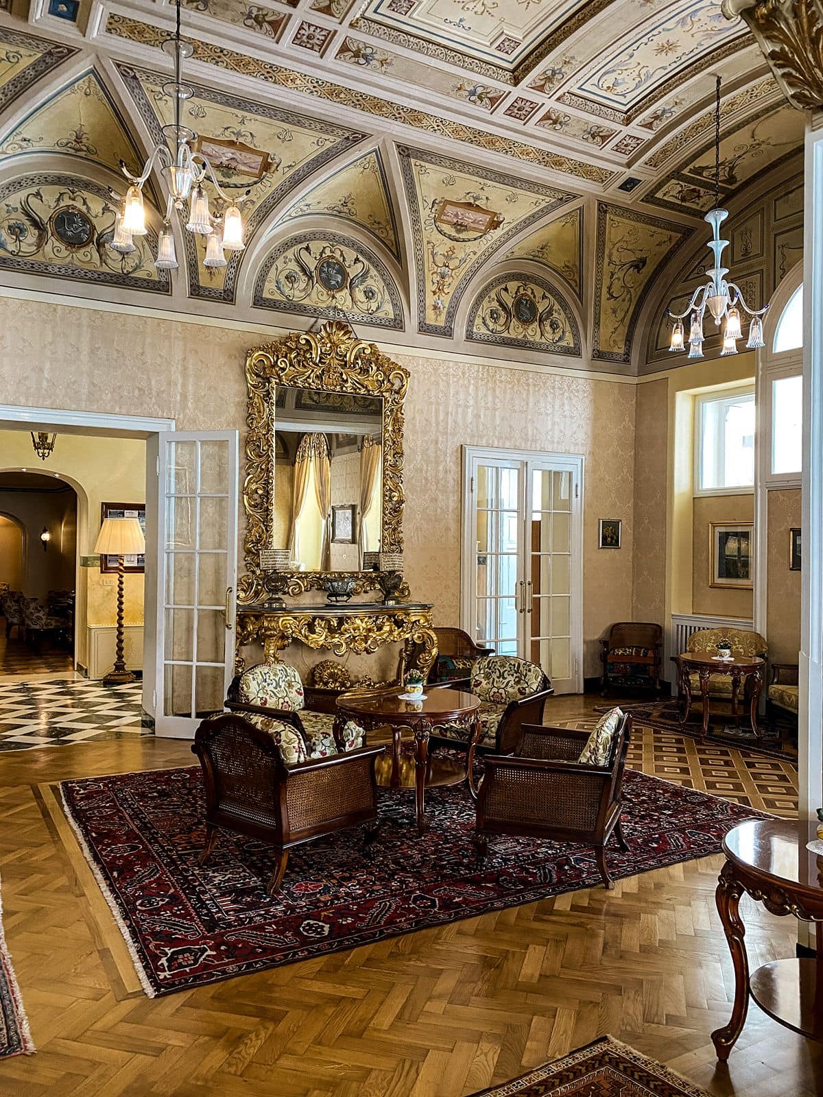 Elegant interior decor at Villa Serbelloni