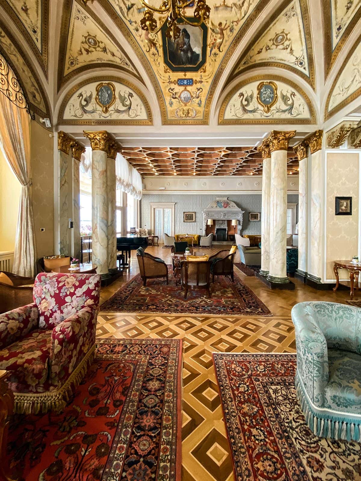 Interior seating inside Villa Serbelloni