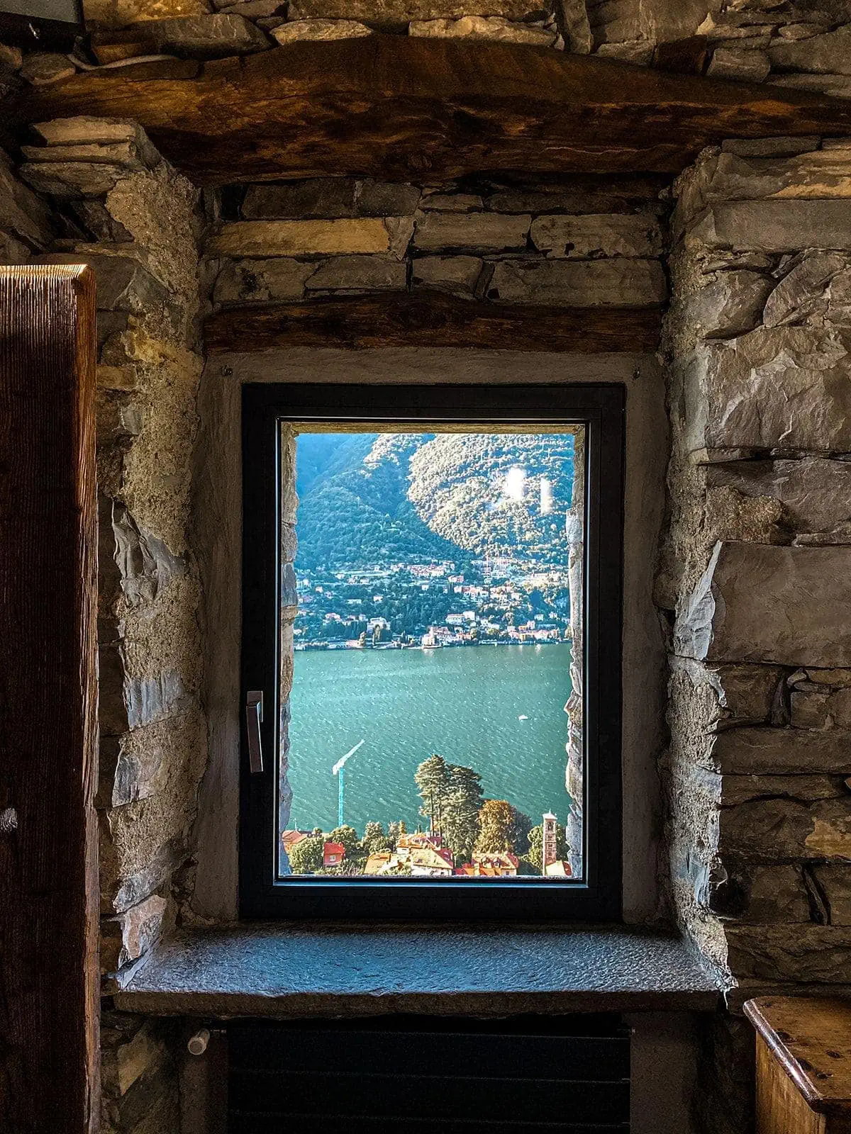 View of Lake Como from inside Villa Torno
