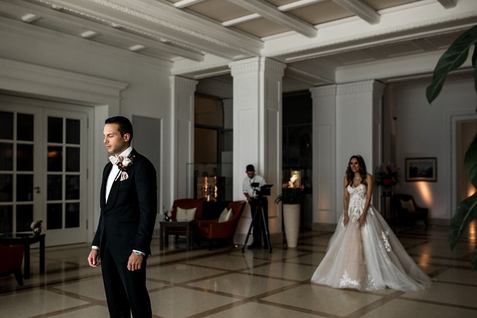 First look for bride and groom at Park Hotel Switzerland