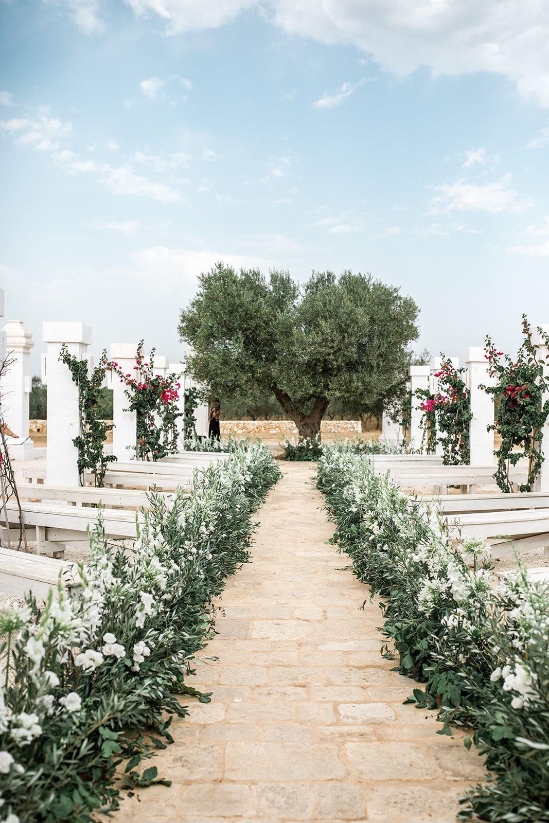 Masseria Potenti olive tree and wedding ceremony aisle