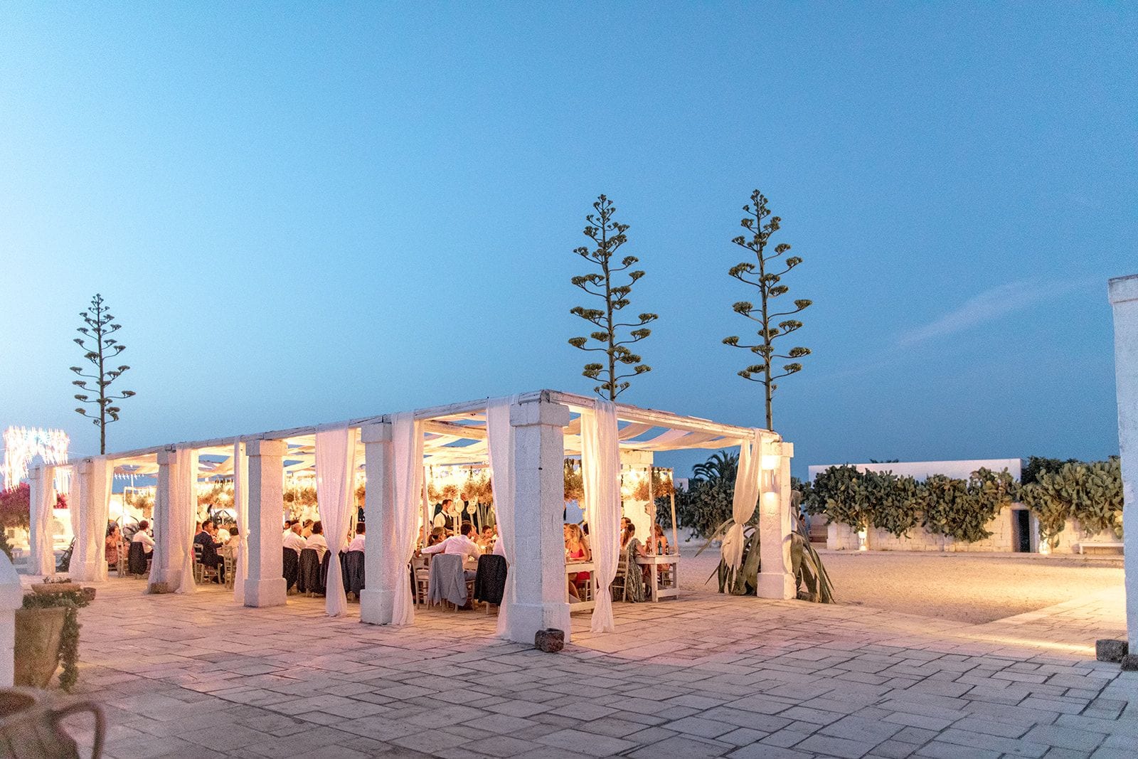 Masseria Potenti wedding reception venue at twilight