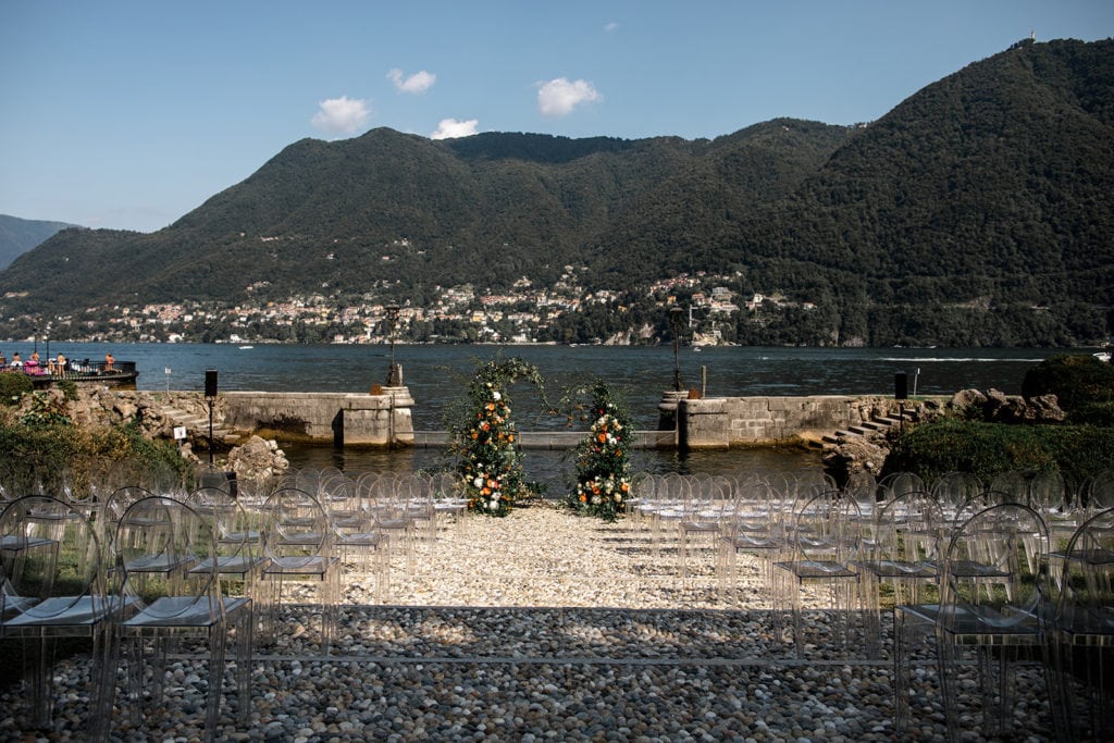 Lake Como wedding ceremony site at Villa Erba venue