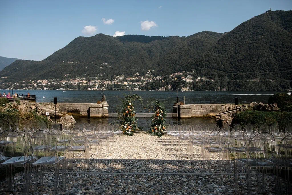 Lake Como wedding ceremony site at Villa Erba venue