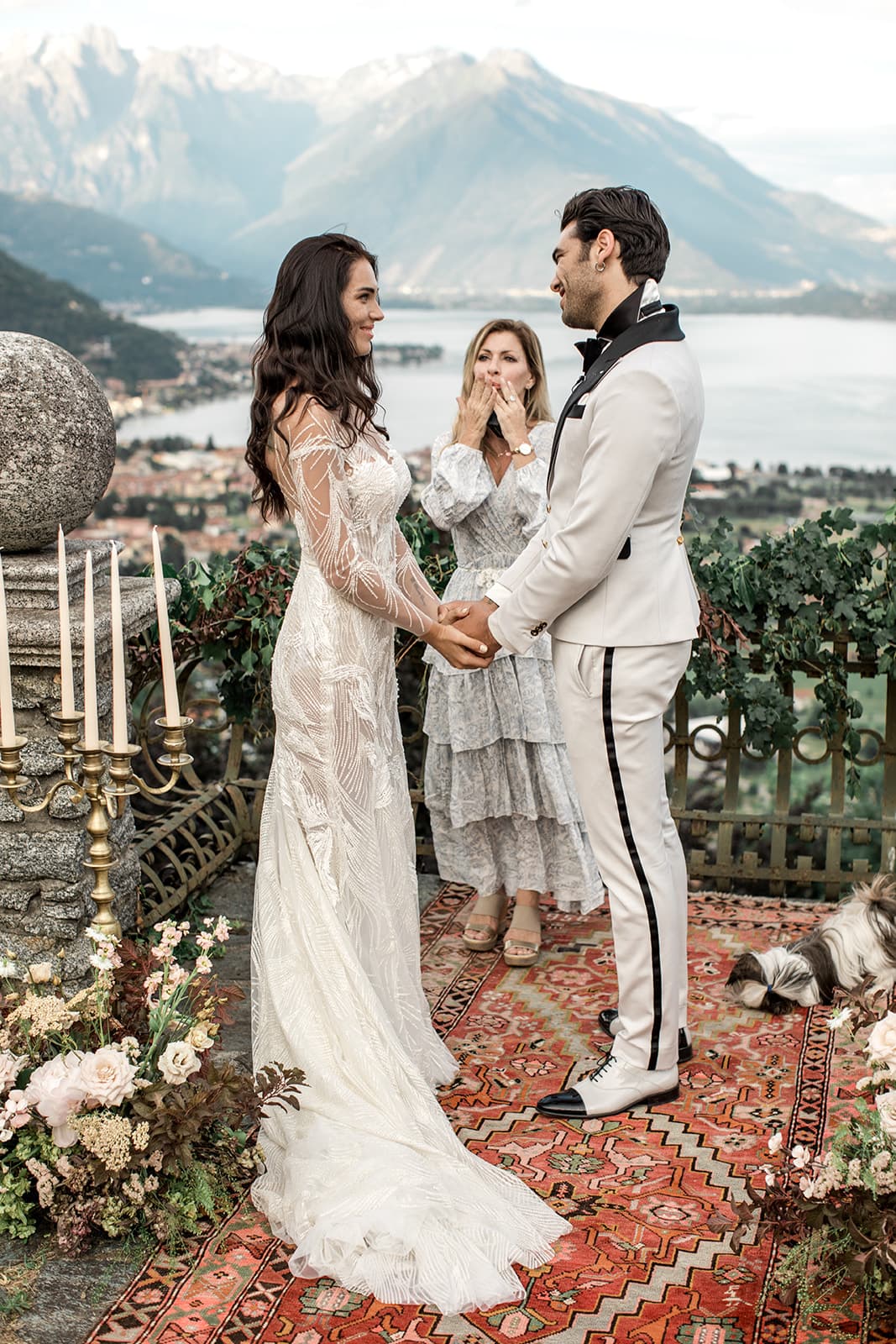 Bride and groom share vow renewal ceremony at Lake Como