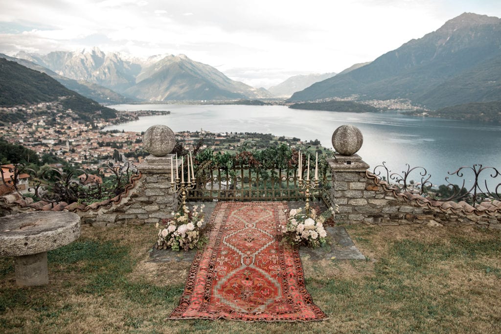 Intimate vow renewal Italy Lake Como view