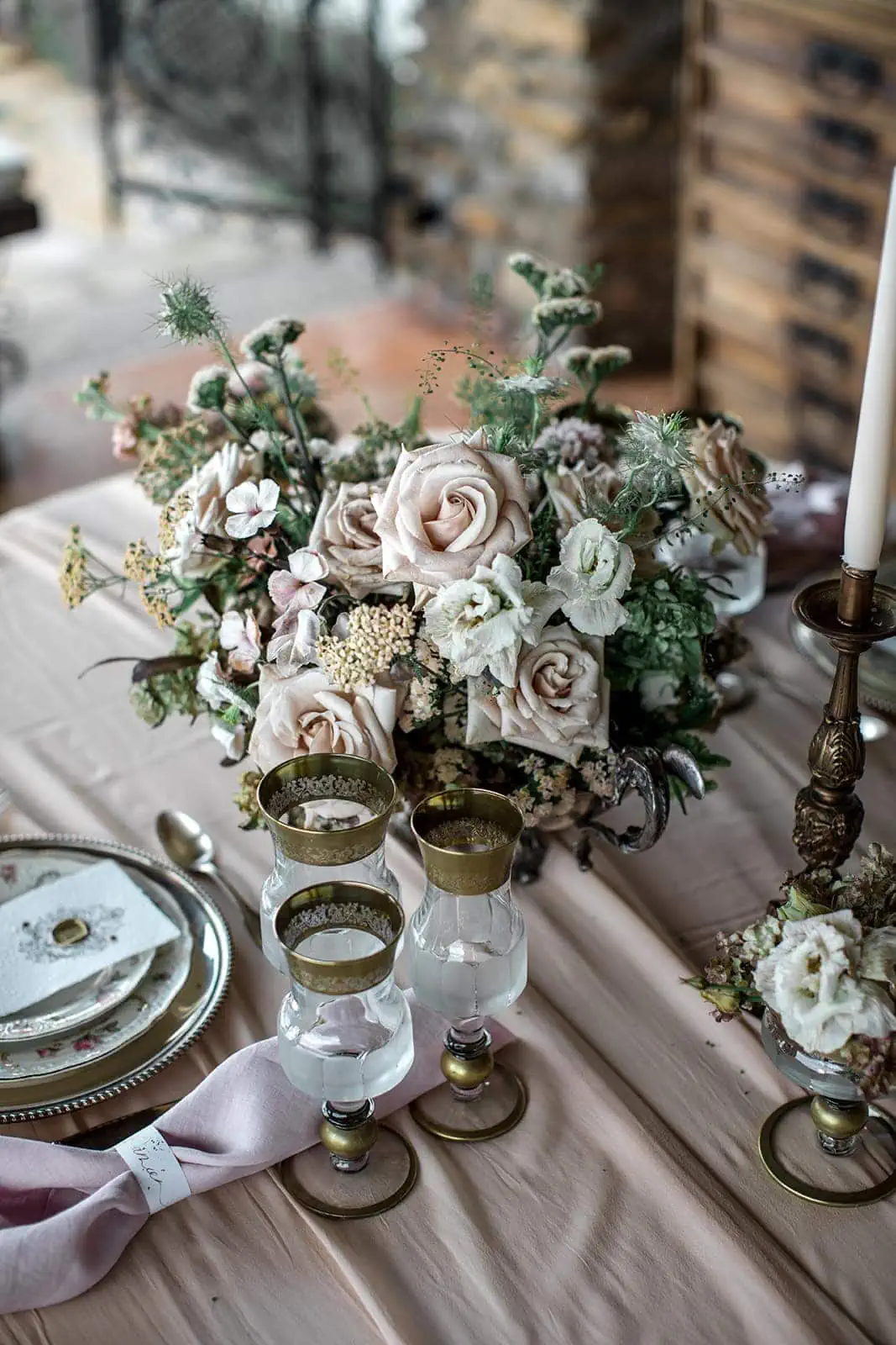 Vow renewal reception floral arrangement