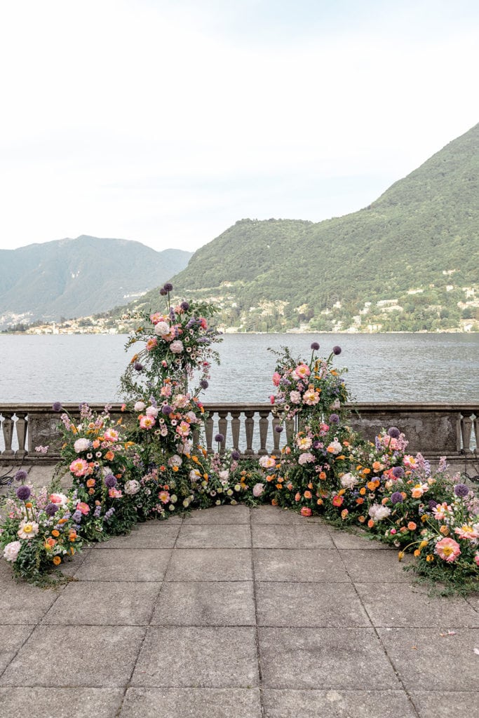 Floral altar ceremony site at Villa Pizzo, Lake Como