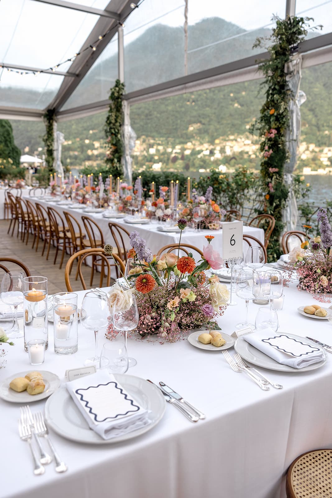 Tented reception on Lake Como