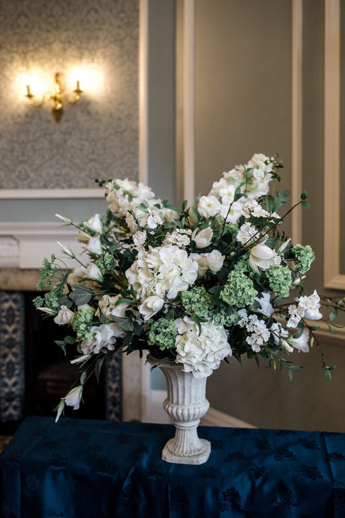 Floral arrangement in London courthouse
