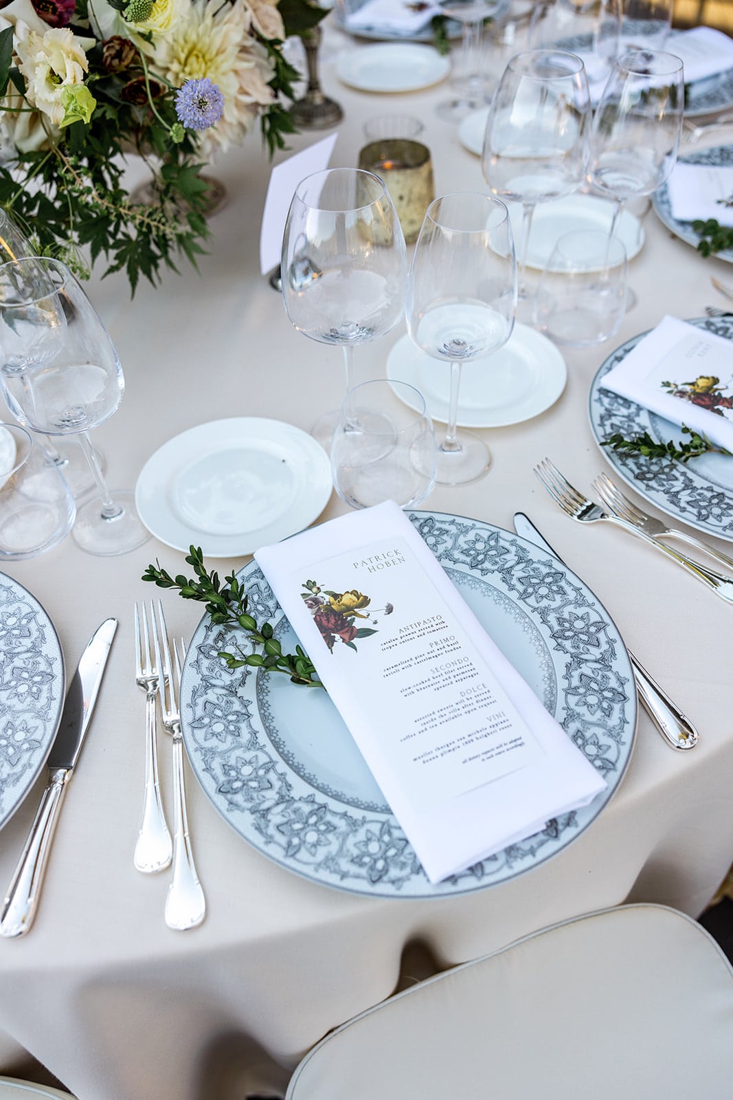 Romantic reception table decor details