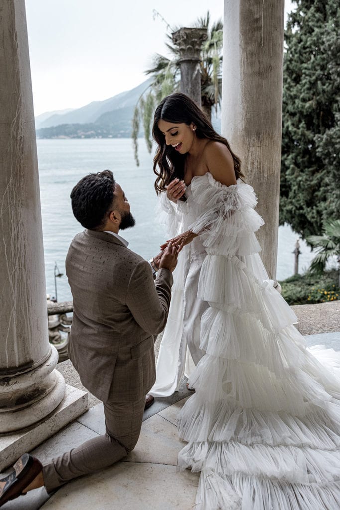 Man proposes at Villa Monastero, Lake Como proposal spots