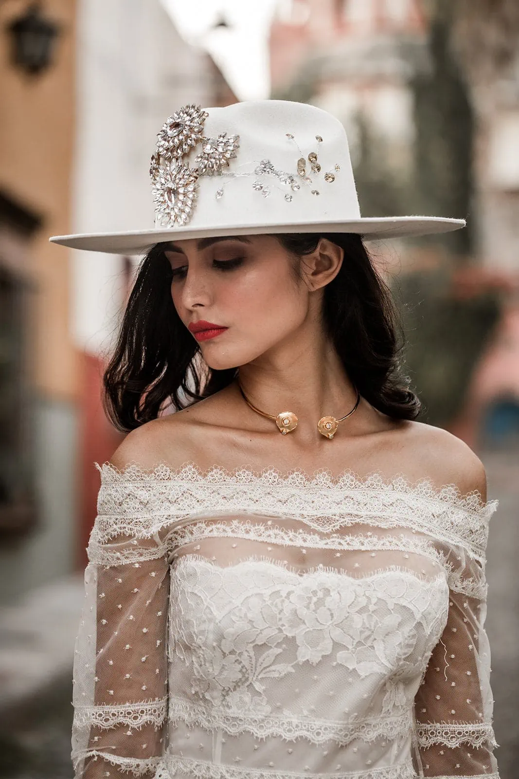 Bride wears traditional Mexico wedding gown