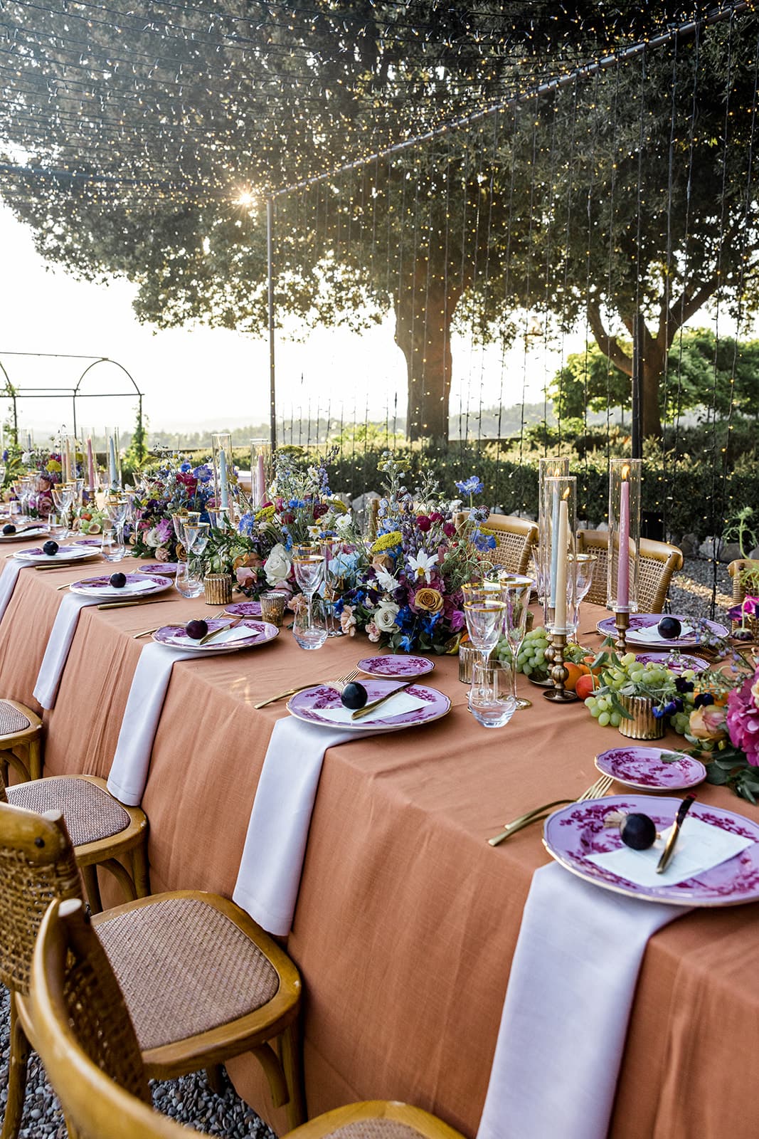 Wedding anniversary reception decor in Tuscany Italy