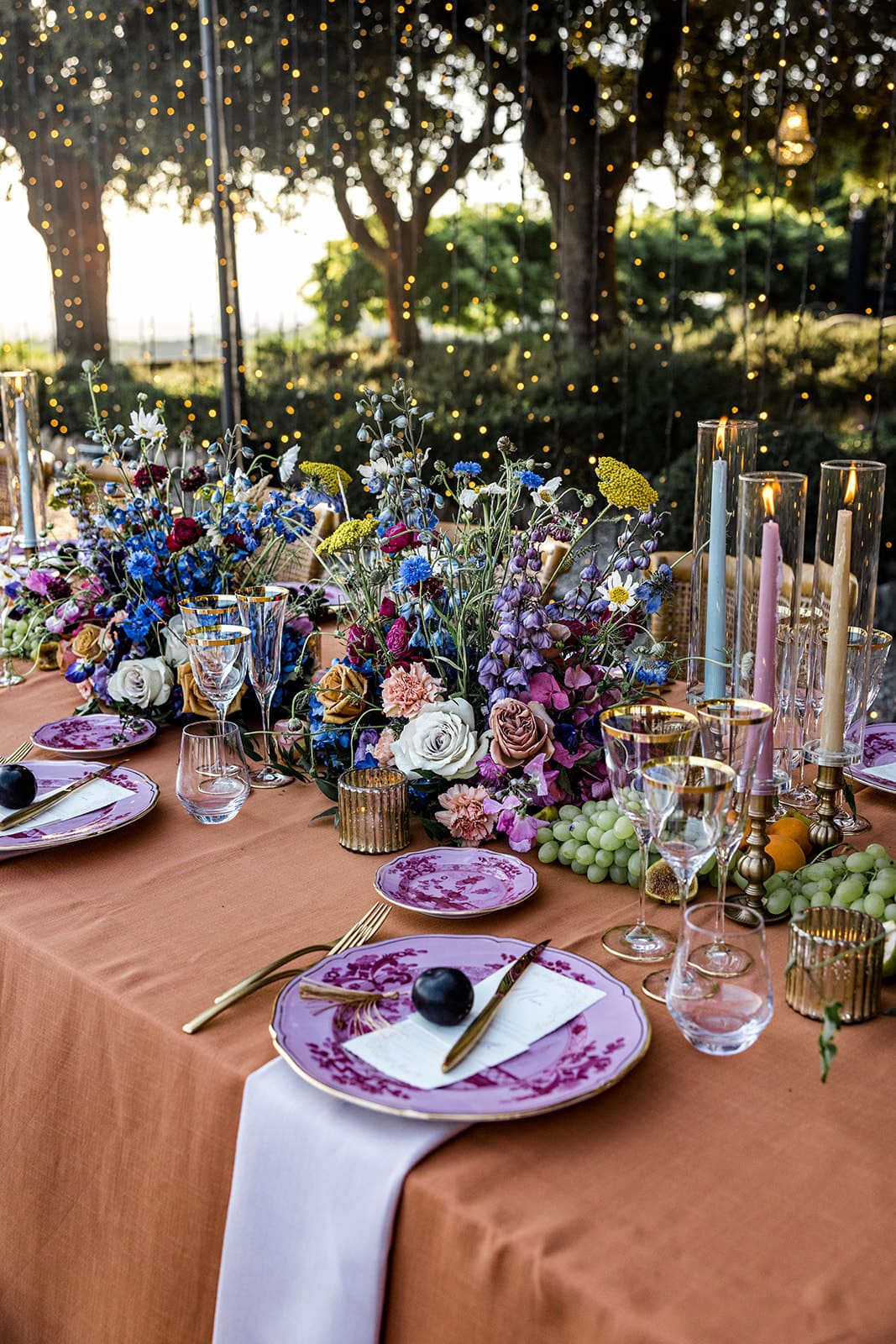 Tuscany wedding anniversary reception table decor