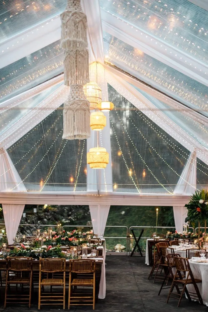 A clear top is used for a custom-created tented wedding
