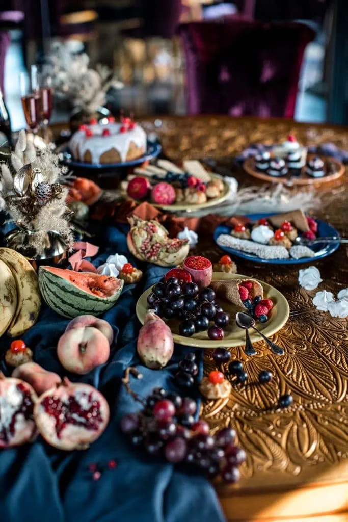 A dessert and sweets table at a Rome wedding editorial session