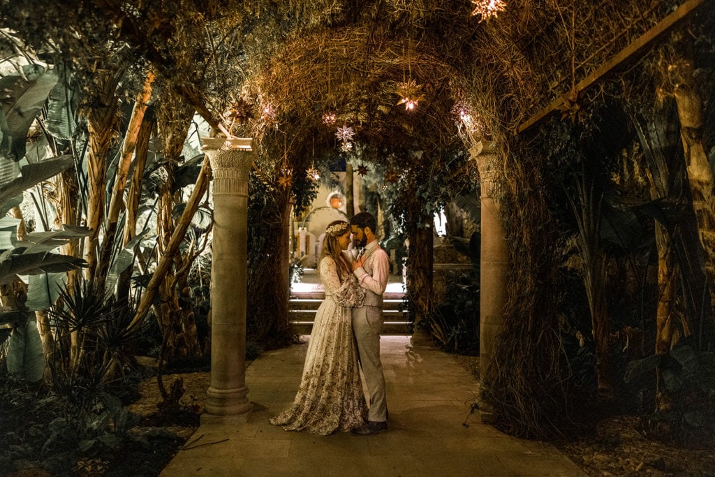 Bride and groom kiss after wedding at Casa Hyder, San Miguel de Allende