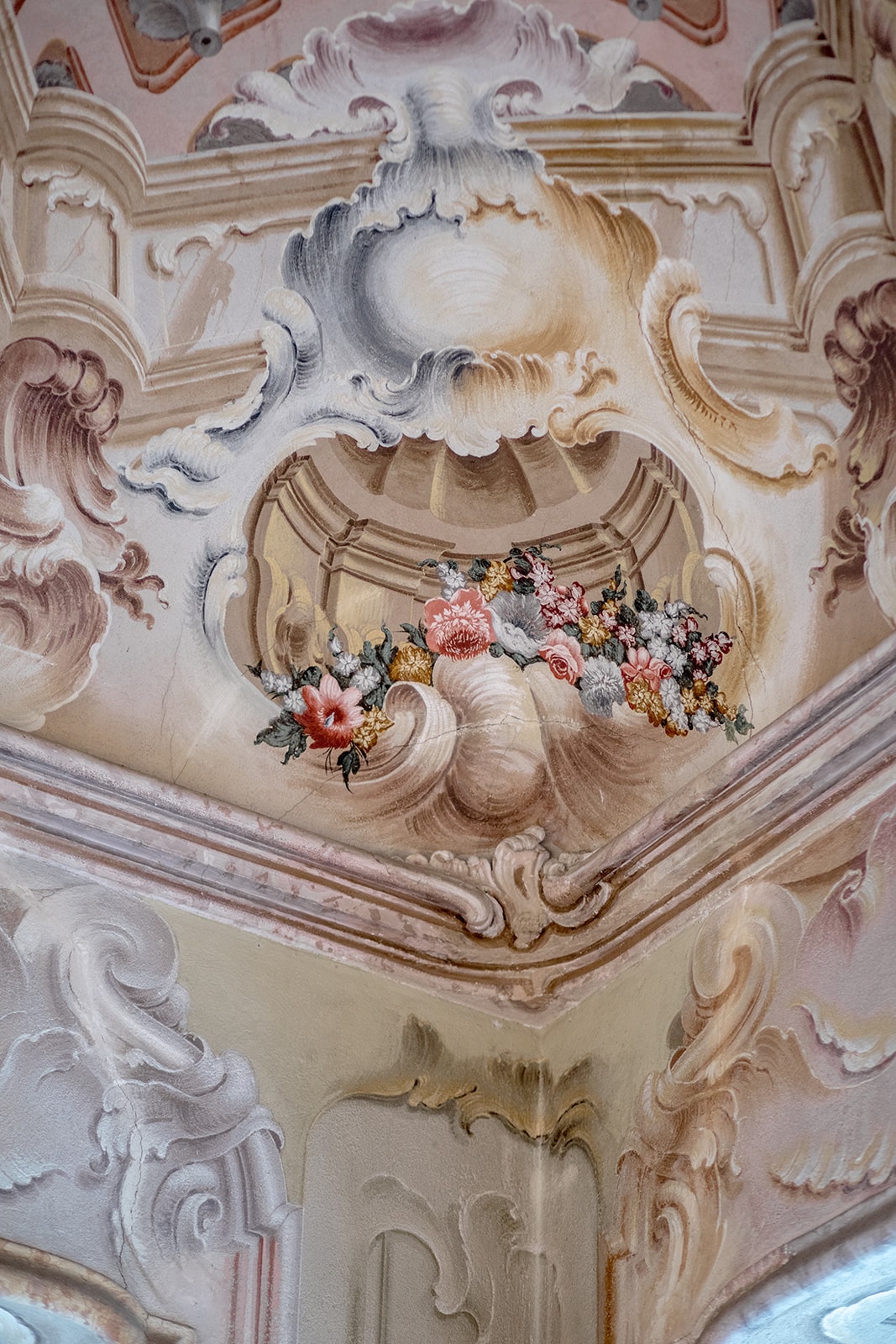 Fresco painting on ceiling of Lake Como wedding villa