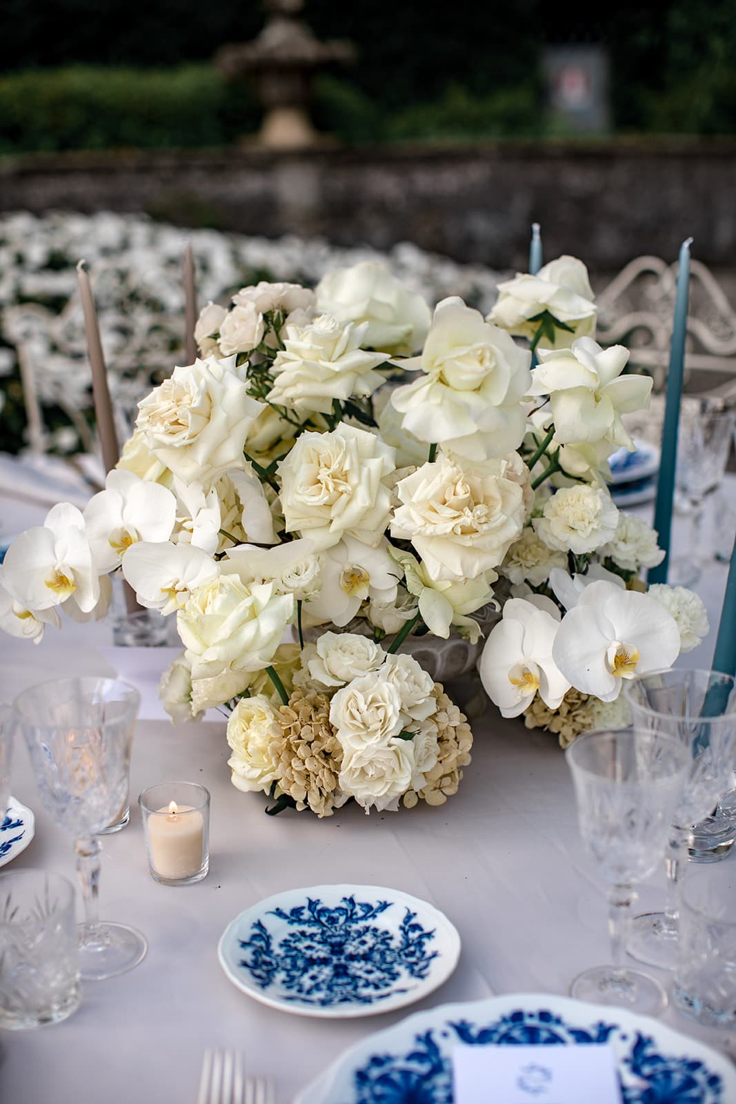 Proposal party floral arrangement centerpiece