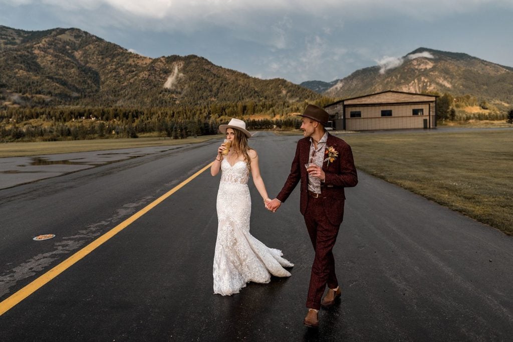 Bride and groom couple's portrait at Wyoming destination wedding
