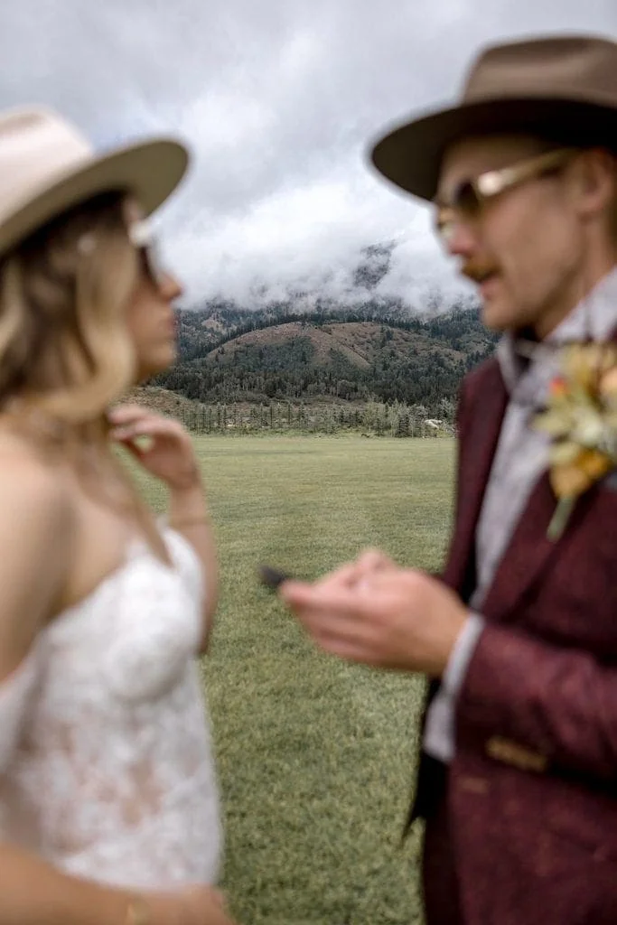 Bride and groom portrait during a Wyoming destination wedding