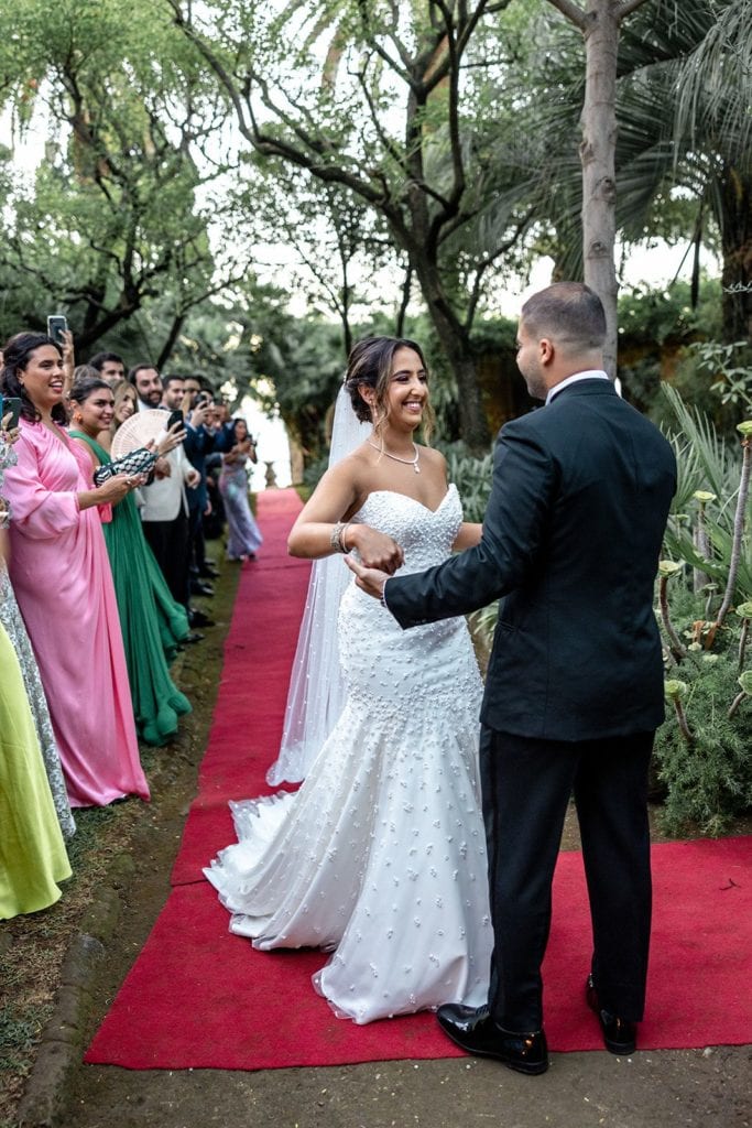 Bride and groom during Villa Astor wedding ceremony