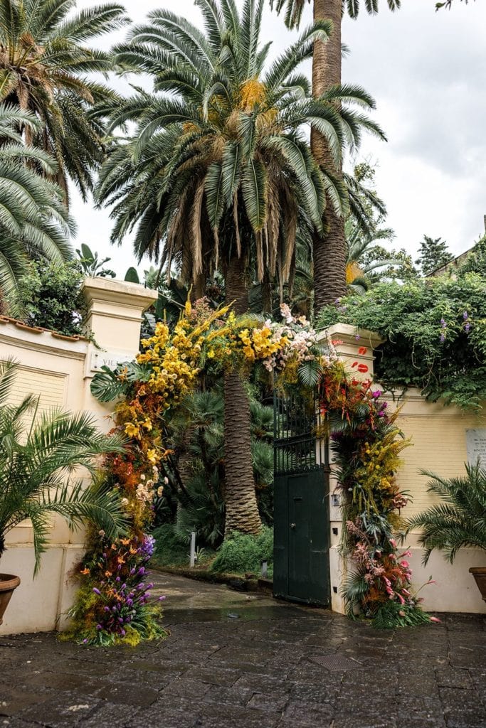 Villa Astor front entrance floral arch
