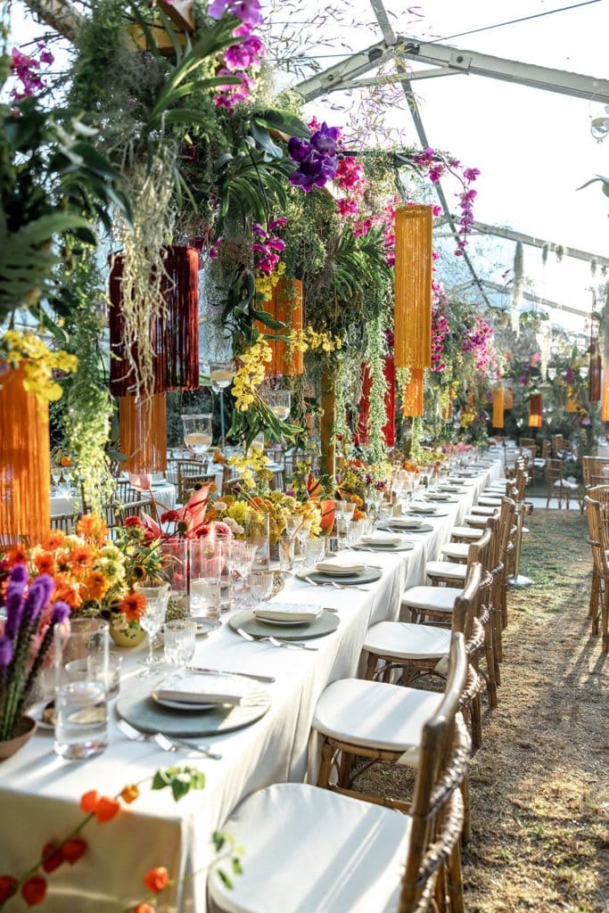 Villa Astor wedding reception colorful decor