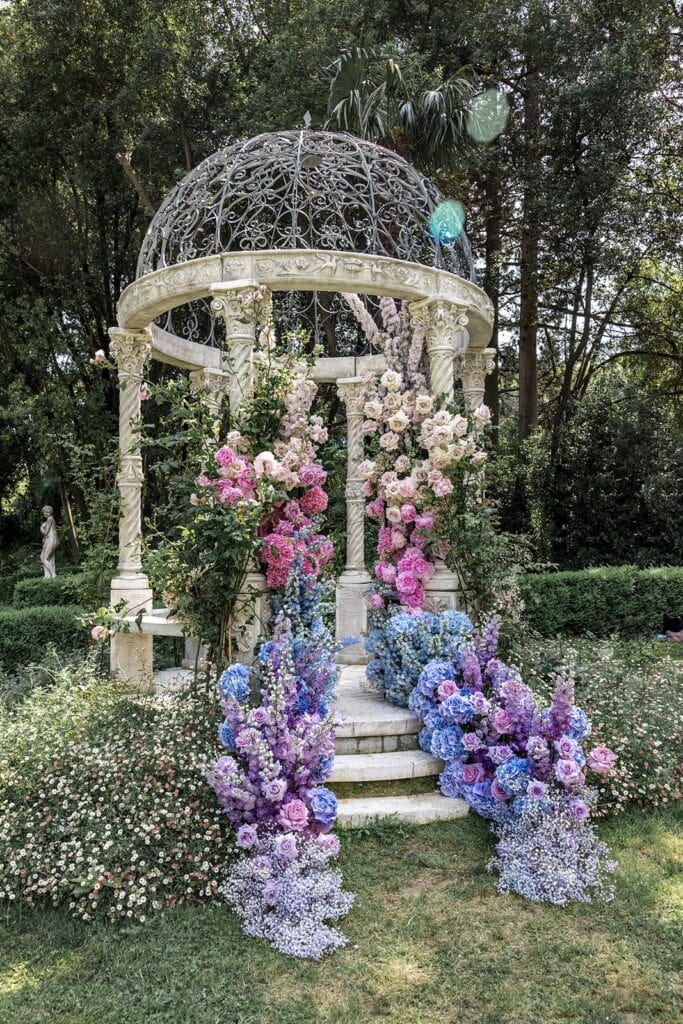Tuscany Italy colorful wedding flowers