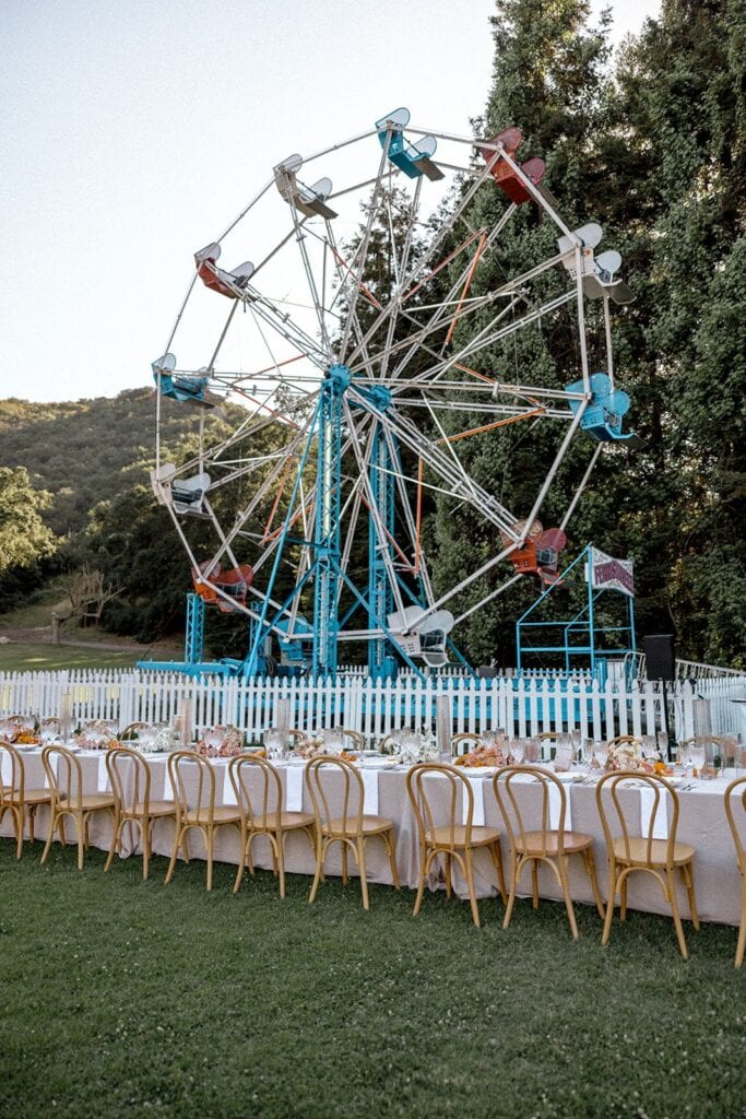 Carnival wedding welcome party in Malibu