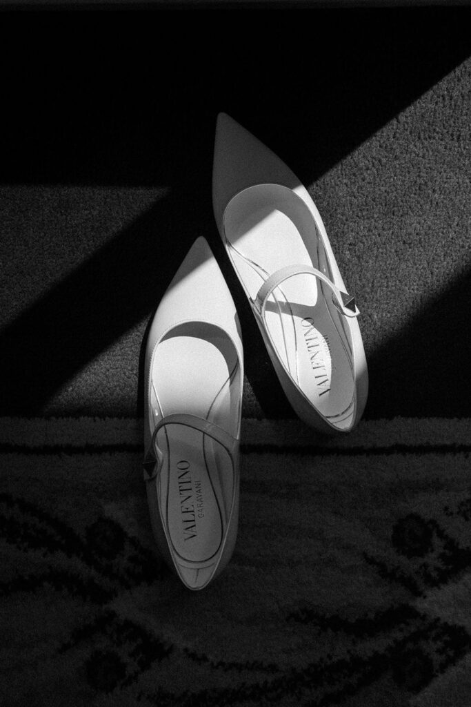 Black and white bridal Valentino shoes