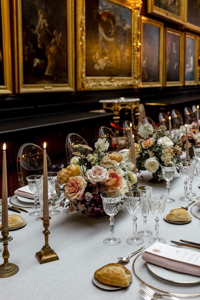 French chateau wedding reception details