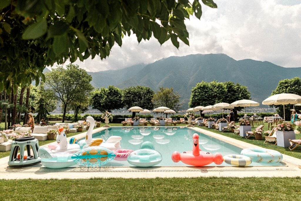 Lake Como villa balbiano pool party