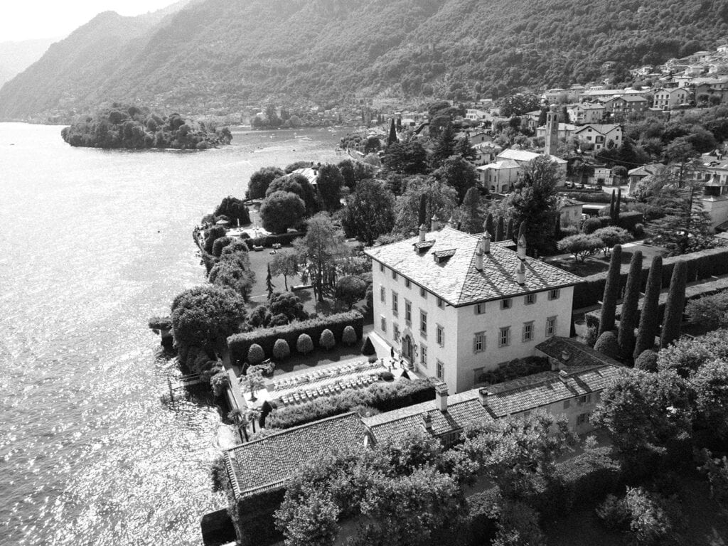 Villa Balbiano Lake Como drone shot
